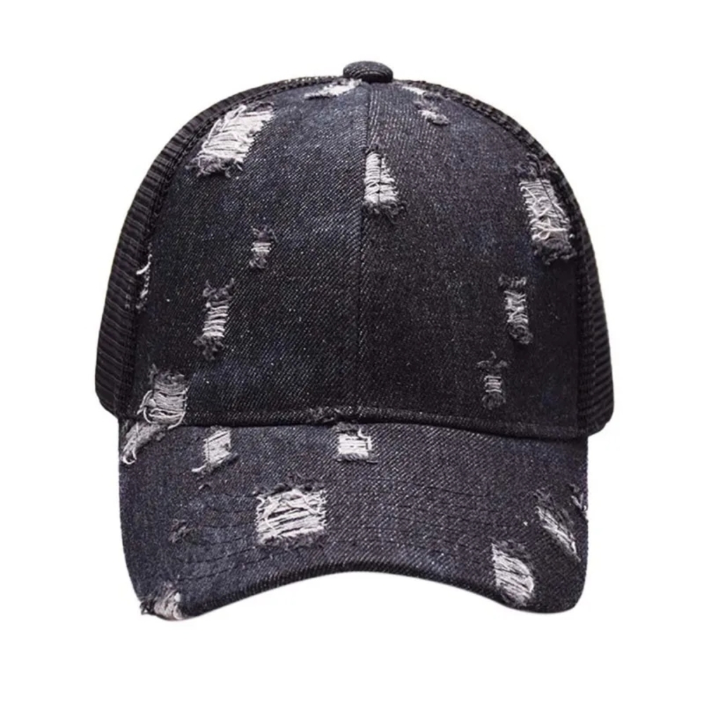 C.C Distressed Black Denim Cap
